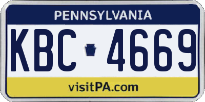 PA license plate KBC4669