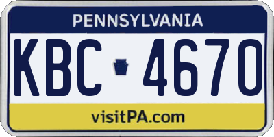 PA license plate KBC4670