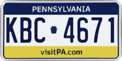 PA license plate KBC4671