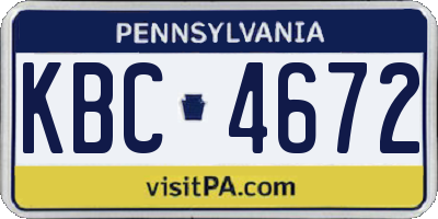PA license plate KBC4672