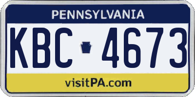 PA license plate KBC4673