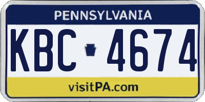PA license plate KBC4674