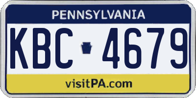 PA license plate KBC4679