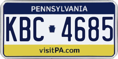 PA license plate KBC4685