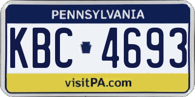 PA license plate KBC4693