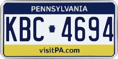 PA license plate KBC4694