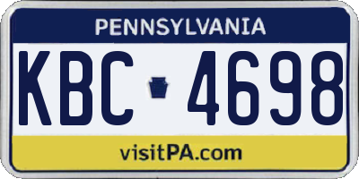 PA license plate KBC4698