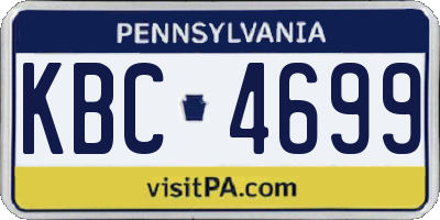PA license plate KBC4699