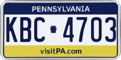 PA license plate KBC4703