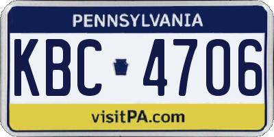 PA license plate KBC4706