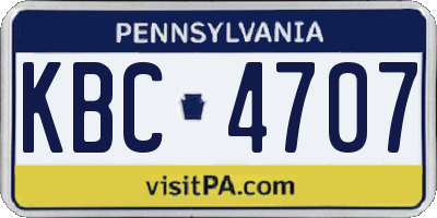 PA license plate KBC4707