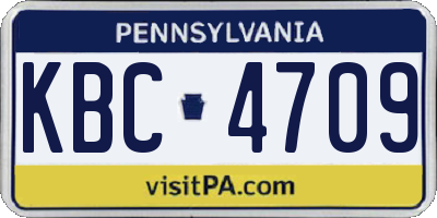 PA license plate KBC4709