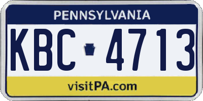 PA license plate KBC4713
