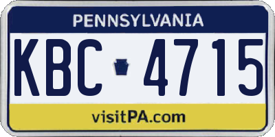 PA license plate KBC4715
