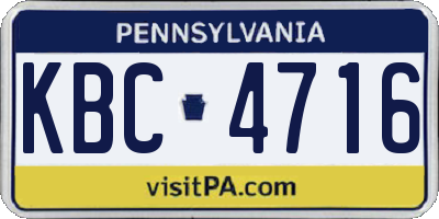 PA license plate KBC4716