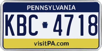 PA license plate KBC4718
