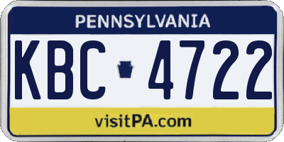 PA license plate KBC4722