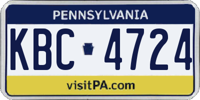 PA license plate KBC4724