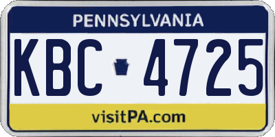 PA license plate KBC4725