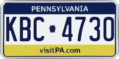 PA license plate KBC4730