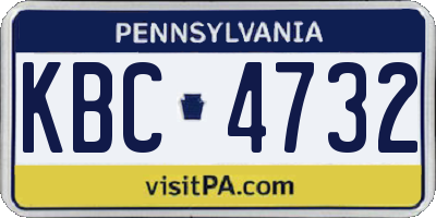 PA license plate KBC4732