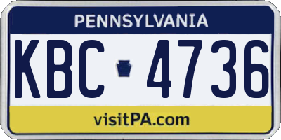 PA license plate KBC4736