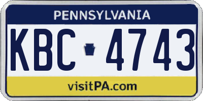 PA license plate KBC4743