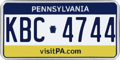 PA license plate KBC4744