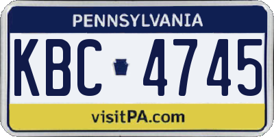 PA license plate KBC4745