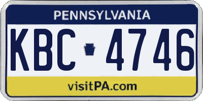 PA license plate KBC4746