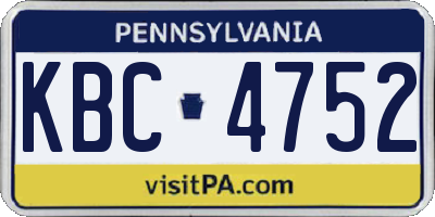 PA license plate KBC4752