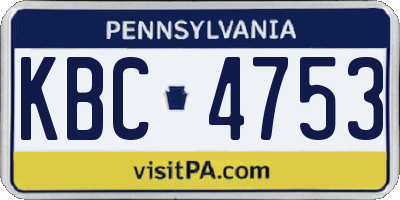 PA license plate KBC4753