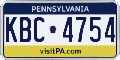 PA license plate KBC4754