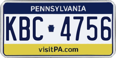 PA license plate KBC4756