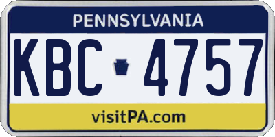 PA license plate KBC4757