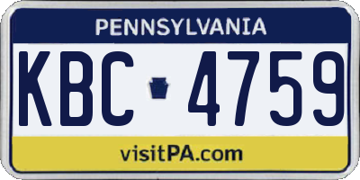 PA license plate KBC4759