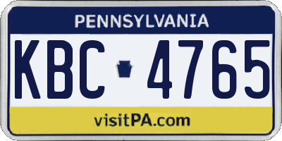 PA license plate KBC4765