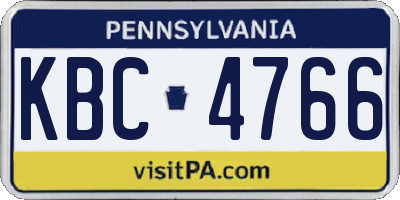 PA license plate KBC4766
