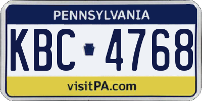 PA license plate KBC4768