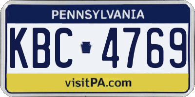 PA license plate KBC4769