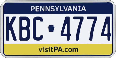 PA license plate KBC4774