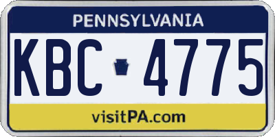 PA license plate KBC4775
