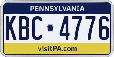 PA license plate KBC4776