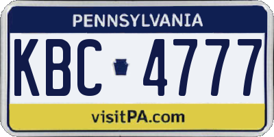 PA license plate KBC4777