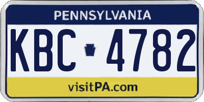 PA license plate KBC4782