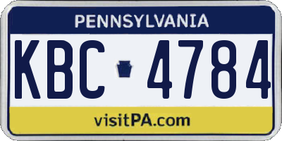 PA license plate KBC4784