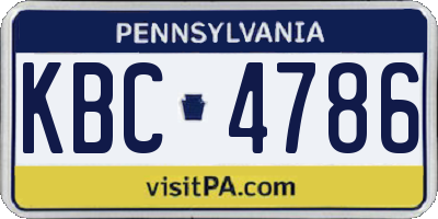 PA license plate KBC4786