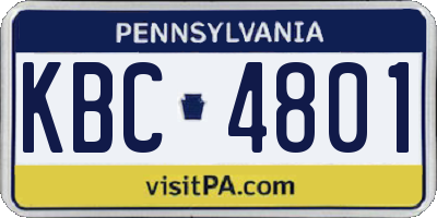 PA license plate KBC4801