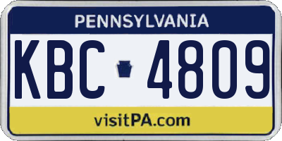 PA license plate KBC4809