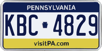 PA license plate KBC4829